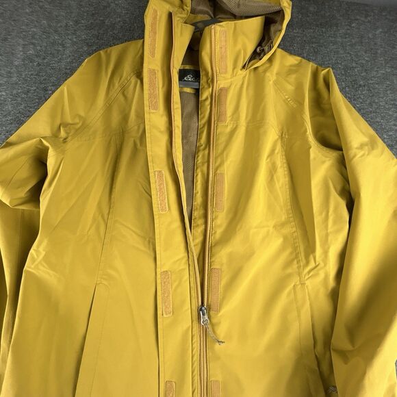 Eddie Bauer WeatherEdge Jacket Womens Sz M Yellow Waterproof Hooded Windbreaker - Picture 6 of 13